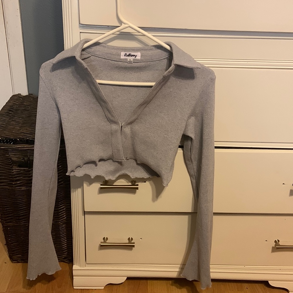 Grey Redberry Crop Top